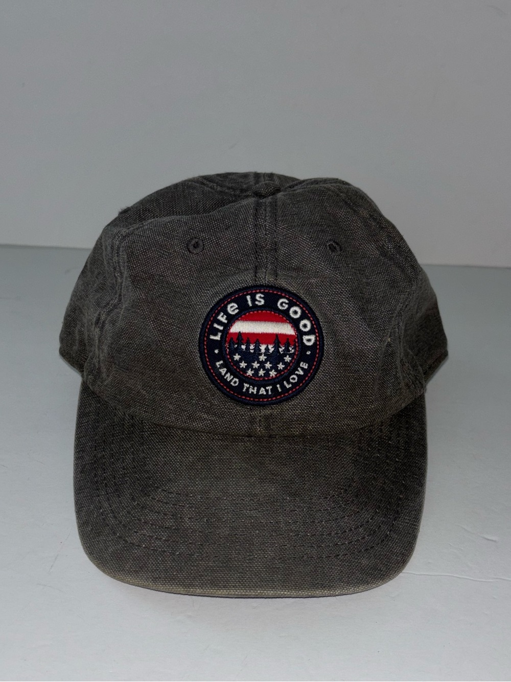 Life Is Good USA Men's Washed Charcoal Baseball Cap Hat